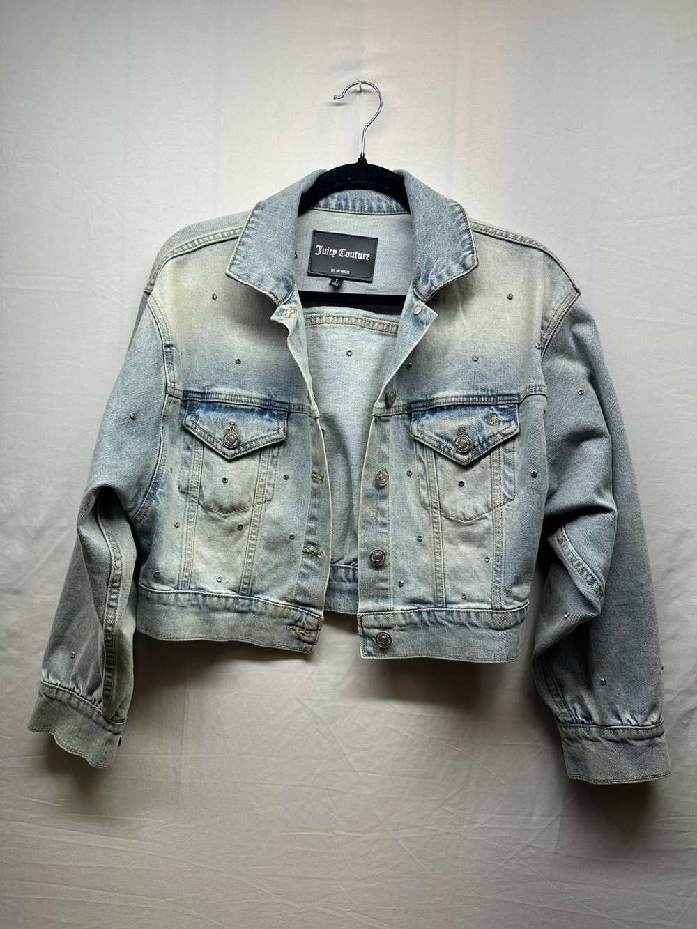Juicy Couture Light Blue Studded Cropped Denim Jacket